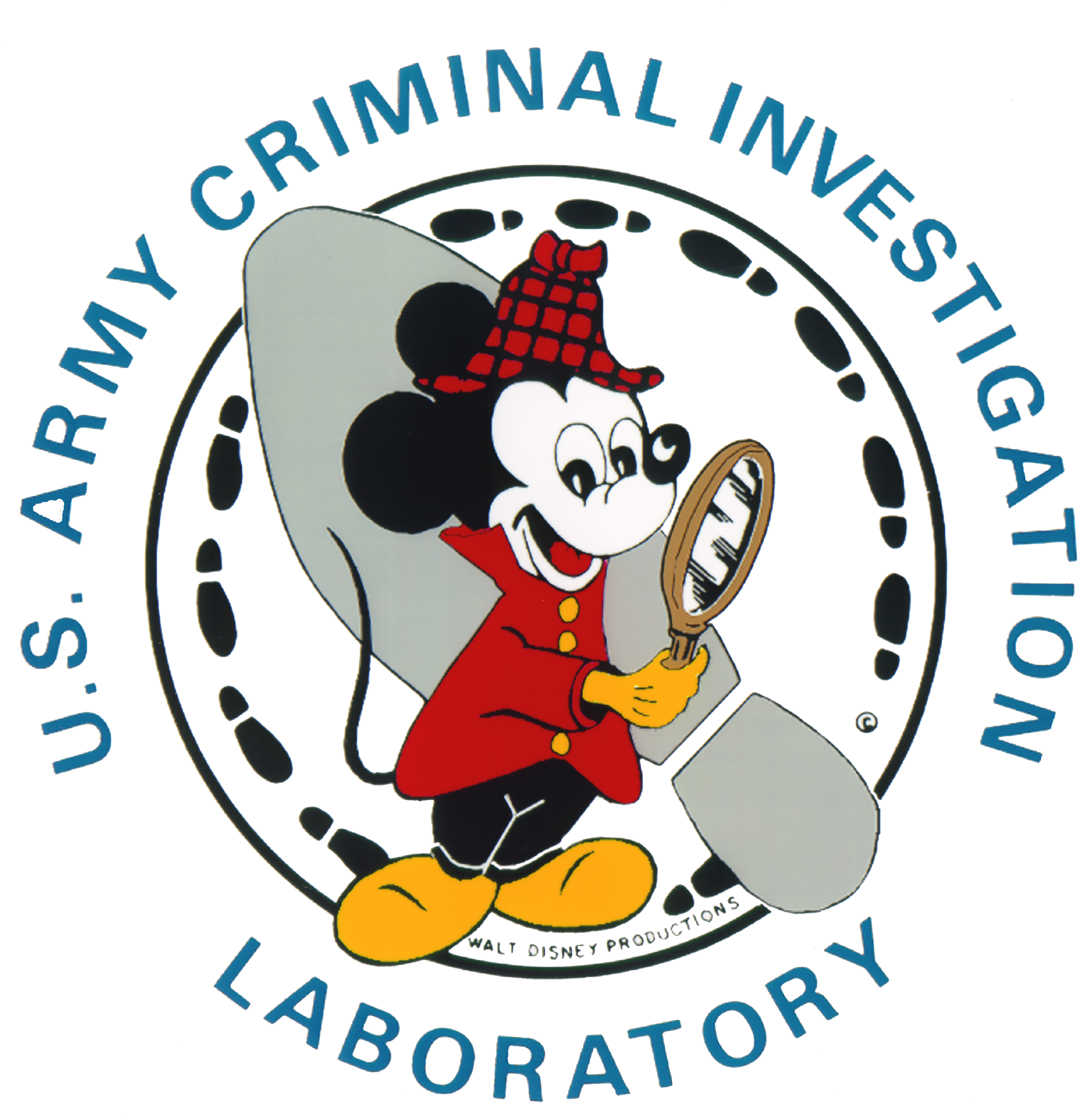 US Army Criminal Investigation Laboratory logo (Investigator Mickey Mouse) US Army Criminal Investigation Laboratory logo (Investigator Mickey Mouse)